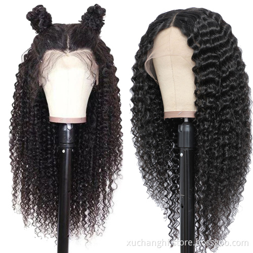 Free sample Afro Kinky Curly Wig 13x4 Pre Plucked Lace Wigs 150% Density Peruvian Remy Lace Front Human Hair Wigs For Women